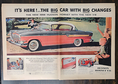 #ad Vintage 1956 Hudson Hornet V 8 Two Page Original Ad $6.29