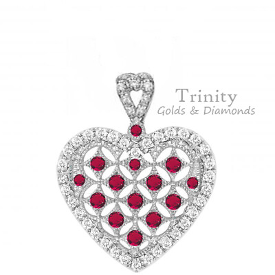#ad Vintage Gemstone heart Pendant Moissanite Heart Pendant for Women with Chain $129.38