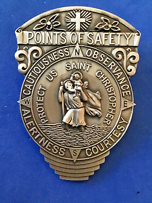 #ad St Christopher VISOR CLIP POINTS OF SAFETY Protection Saint Pewter Medal $19.98