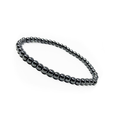 #ad Non magnetic Hematite Beaded Ball Stretch Bracelet Elastic P241 $8.99