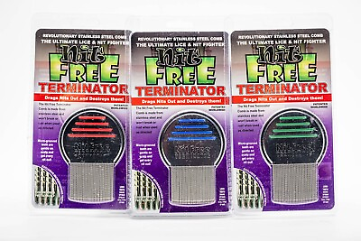 #ad 5 star Nit Free Brand Terminator comb Lice Nits *Red *Blue *Green 100% effective $8.77