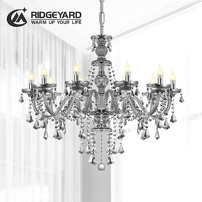 #ad 10 Lights Crystal Chandelier Modern Glass Pendant Ceiling Fixture Lighting Lamp $118.99