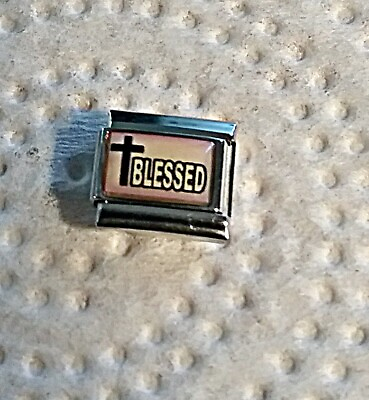 #ad quot;BLESSEDquot; ON PINK 9MM CHARM CHURCH GOD BELIEF $1.25