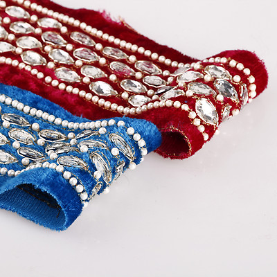 #ad Velvet Fabric Diamante Crystal Beads Indian Embroidery Salwar Sari Unique ribbon $37.49