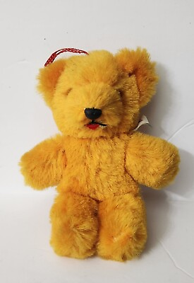 #ad Pure Wool Teddy Bear Golden 5” Stuffed Plush Shanghai Doll Factory Vintage $9.85