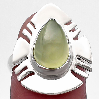 #ad Natural Prehnite 925 Sterling Silver Ring s.6 Jewelry R 1240 $13.49