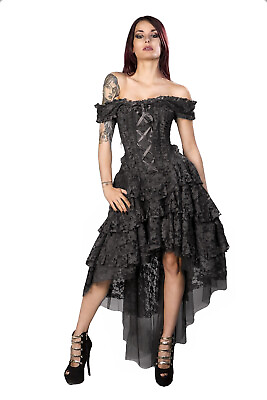 #ad Burleska Ophelie Corset Dress Black Western Gothic Layered Lace Steampunk Gypsy $139.99