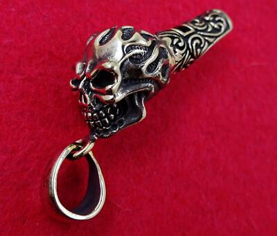 #ad Vintage Skull Whistle Pendant Necklace Collectable Brass Unisex Gift $38.00