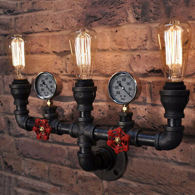 #ad Industrial Retro Steampunk Pipe Sconce Lighting Wall Mount Lamp Vanity Light $74.99