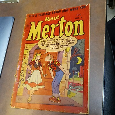 #ad Meet Merton #4 Golden age Toby Press 1954 teen humor good girl art cheeky cover $131.96