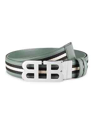 #ad Bally Mens B Chain Leather Adjustable Reversible Belt Sage EU 120 New MK23044 $149.99
