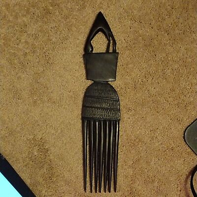 #ad Vintage African Hand Carved Wooden Hair Comb $30.00