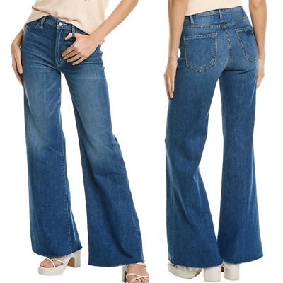 #ad Mother The Hustler Roller Heel Fray High Rise Wide Leg Jean in Perfect Drug $194.99