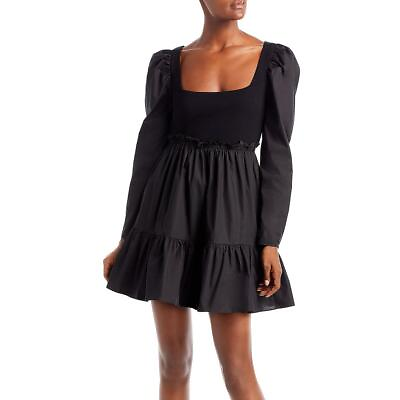 #ad Aqua Womens Mini Puff Sleeve Ruffled Fit amp; Flare Dress BHFO 3667 $14.99