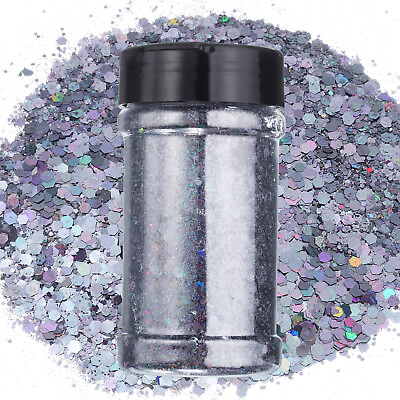 #ad 3.5oz 100g Black Holographic Glitters for Cosmetic Art Festival Decoration $14.40