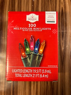 #ad Holiday Time 100 Multi Color Mini Lights Christmas Decor Mood Lighting 19.5 FT $8.99