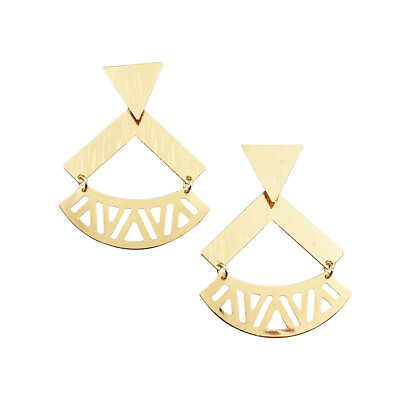 #ad Fan Drop Geometric Drop Earrings Gold 2 1 2 Inch $9.50