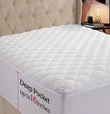 #ad Quilted Mattress Pad 16#x27;#x27; Deep Pocket Mattress Topper Fitted Protector Bed Cover $19.99