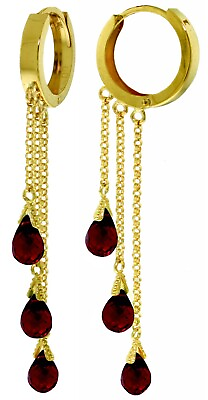 #ad 14K. GOLD CHANDELIERS EARRING WITH NATURAL GARNETS Yellow Gold $1010.05