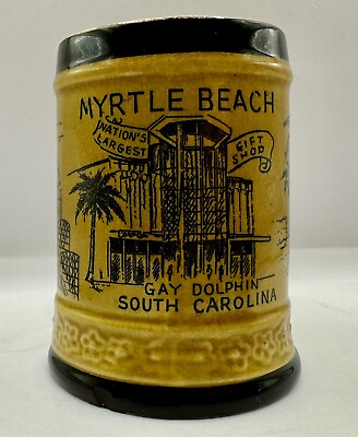 #ad Vintage Myrtle Beach South Carolina Gay Dolphin Gift Shop Souvenir Mug $22.99