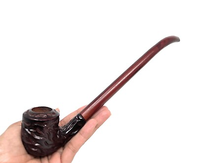 #ad 11 inch Long Churchwarden Gandalf Hobbit Carved Pearwood tobacco pipe Bowl $21.99