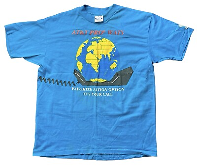 #ad Vintage Rare ATamp;T Tech T shirt Men’s XL Blue Single Stitch $17.50
