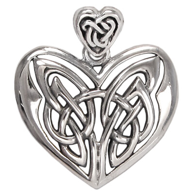 #ad Sterling Silver Celtic Love Knot Eternal Heart Pendant Irish Romance Jewelry $34.99