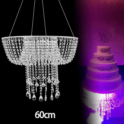 #ad Crystal Chandelier Transparent Cake Stand Cascading Style Skirt Suspended Stand $114.95