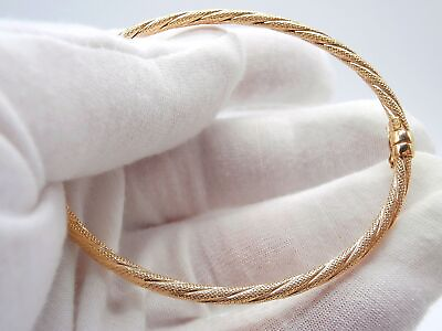#ad 9K Gold Bangle Rigid Bracelets 375 Gold Women Bracelet Handmade in Italy $260.98