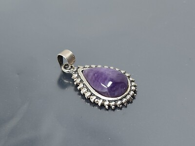 #ad Vintage Sterling Silver Amethyst Drop Small Pendant $25.00