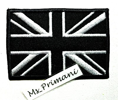 #ad Embroidered Union Jack British Patch Iron On Sew On Black UK Flag Badge 5x7 cm GBP 2.59