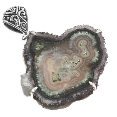 #ad 925 Sterling Silver Crystal Stalactite Druzy Drusy Sterling Pendant 2 3 8quot; $56.95