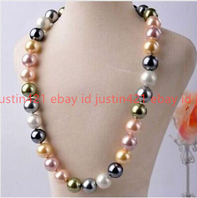 #ad New Natural AAA12mm Multicolor Sea South Shell Pearl Necklace 18#x27;#x27; $7.35