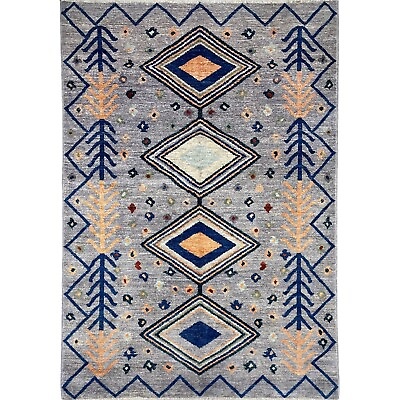 #ad Handmade 6#x27; x 9#x27; Blue Moroccan Wool Area Rug $1095.00