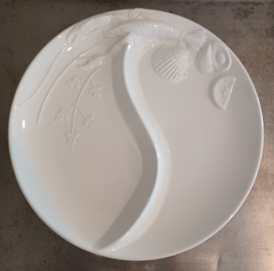 #ad Elements White Embossed Divided Serving Dish With Lobster And Seashells $22.99