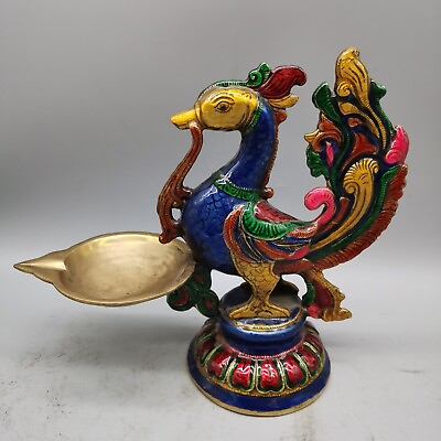 #ad Chinese Old Cloisonn é Handmade Twisted Enamel Color Phoenix Bird Zun Oil Lamp $69.99