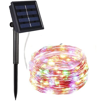 #ad Outdoor 10M 100 LED Solar Copper Wire String Fairy Xmas Garden Light Color Lamp $8.98