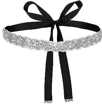 #ad Handcrafted Bridal Rhinestone Wedding Waist Belt for Women Bling Black $17.22