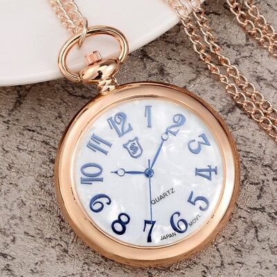 #ad Antique Quartz Pocket Watch Analog Necklace Chain Arabic Numerals Dial Gift Men $8.17