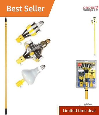 #ad Efficient CFL Bulb Changer Tool with 11 ft Steel Pole Yellow Light Source Kit $62.97