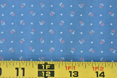 #ad By 1 2 Yd Vintage Tiny Pink Flowers on Blue Quilt Cotton V129 $5.00