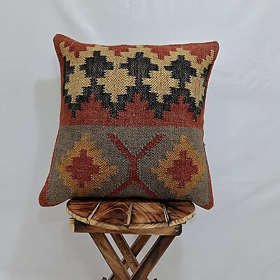#ad Indian Handmade Vintage Cushions Kilim Pillow Jute Cushion Cover Throw $36.62