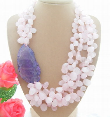 #ad Rose Quartz Pruple Agate Necklace $33.25