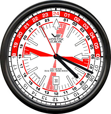 #ad Vostok Europe Russian Radio Room Titanic Marine Mechanical 24 Hr Sign Wall Clock $26.95