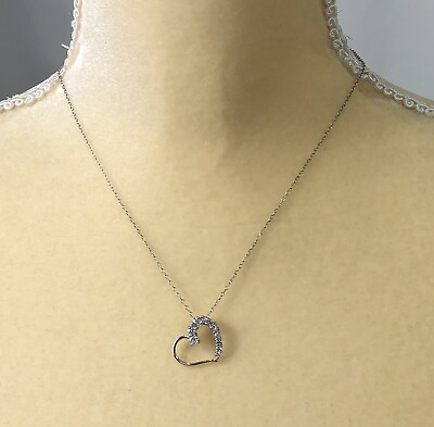 #ad BS Necklace Heart 925 Sterling Silver Italy Length 18quot; $19.99