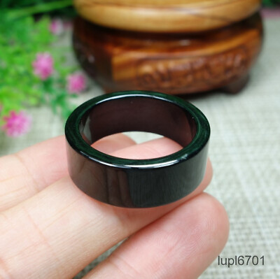 #ad Certified Black green Burma 100% Natural A Jadeite Jade Ring 墨翠 戒指 指环 USA.9# $39.00