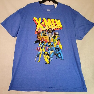 #ad X MEN 90s SHIRT ADULT BLUE EXTRA LARGE XL MENS ANIMATED SERIES WOLVERINE NWT $17.88