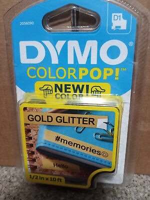 #ad Dymo ColorPop Gold Glitter Tape Label Refill D1 #2056090 1 2 in X 10 ft. NEW $4.99