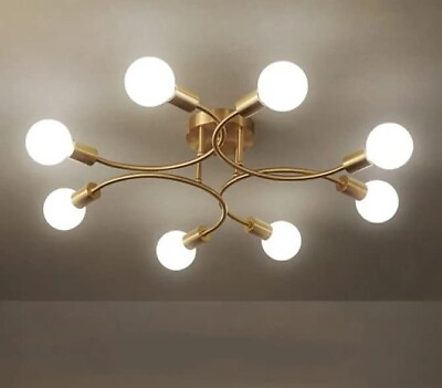 #ad Chandelier Lighting 8 Light Sputnik Chandelier Antique Brass Mid Century Modern $156.99