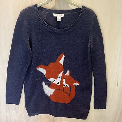 #ad Motherhood Maternity womens sweater shirt top pullover Fox Baby sz Medium $10.65